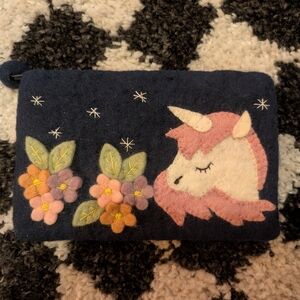 Unicorn Felt Pouch - Wristlet, Makeup Bag, Accessories